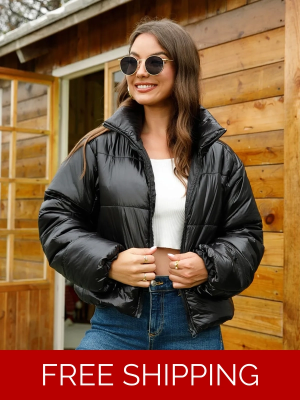 Zip-Up High Neck Puffer Jacket